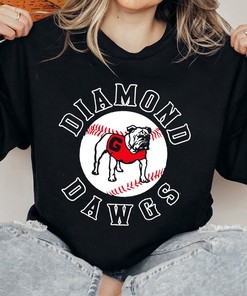 Georgia Bulldogs UGA Diamond Dawgs Fans Gift Logo Tee-Shirt