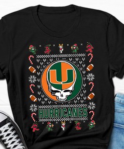 Grateful Dead Christmas Miami Hurricanes T-Shirt, Ugly Sweater - Gift for Fans