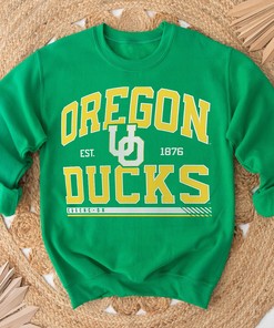 NCAA Men's Modern Stack Oregon Ducks Fans Gift T-Shirt - University of Oregon Green Tee
