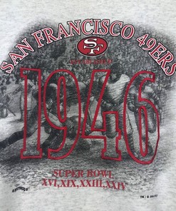 San Francisco 49ers Vintage Style Crewneck Sweatshirt, Pullover Hoodie, T-Shirt - Printed Spell Out Big Logo