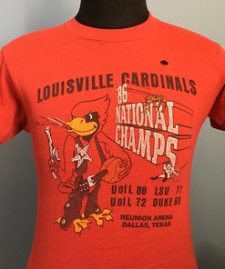 Vintage 80s Louisville Cardinals Basketball T-Shirt featuring National Champs - Perfect NCAA Fan Gift