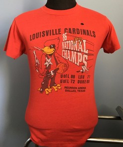 Vintage 80s Louisville Cardinals Basketball T-Shirt featuring National Champs - Perfect NCAA Fan Gift
