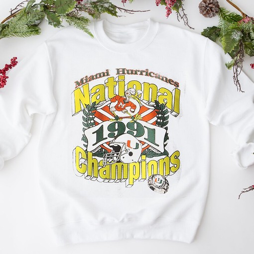 Vintage 91 Champs Miami Hurricanes Football T-Shirt, Sweatshirt, and Hoodie for Men and Women - Perfect for Fans