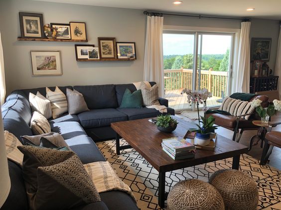 Balanced Shades Blue And Brown Living Room