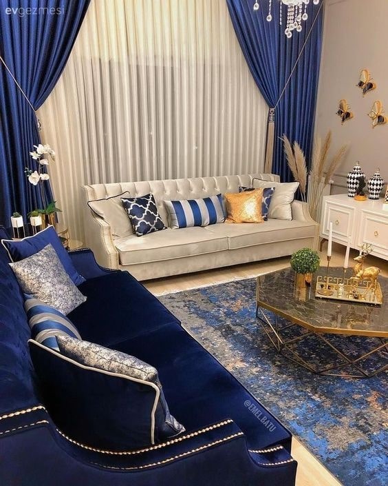 Blue Curtain And Pictures