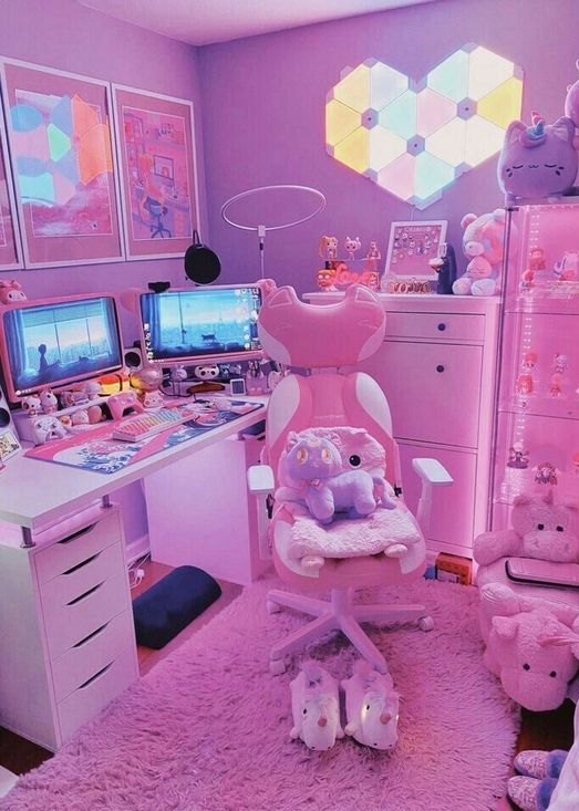 Cute Pink Gaming Setup