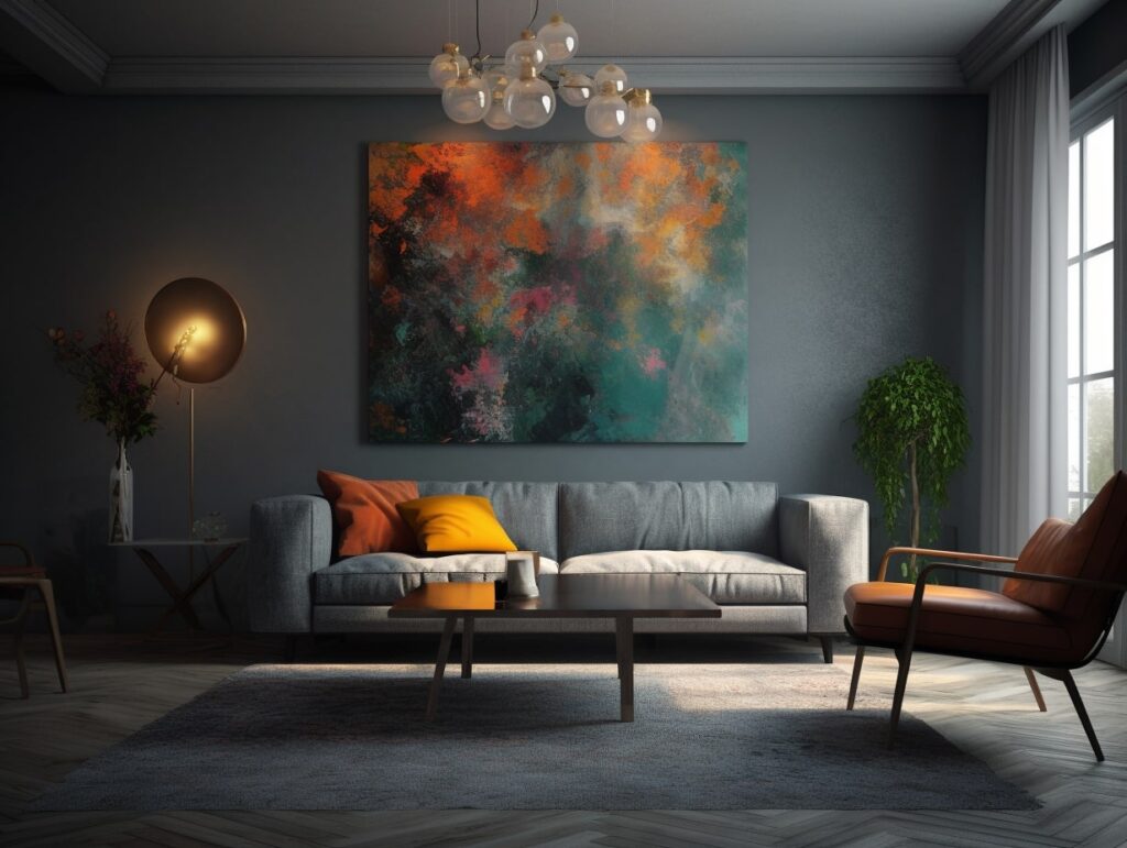 Bright Colors In A Grey Living Room