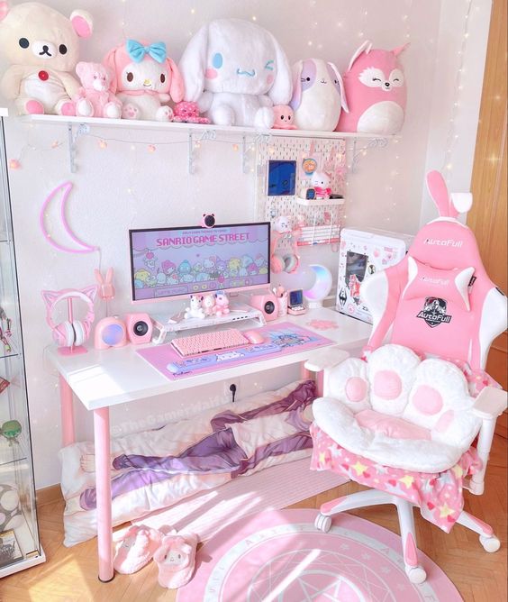 Pink And White Gaming Setup