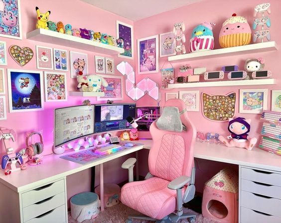 Pink Girly Gaming Setup
