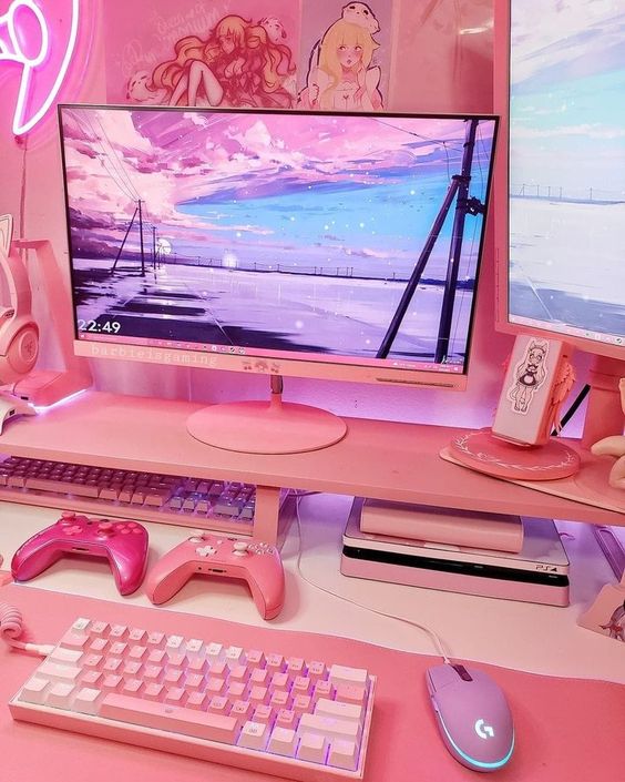 Pink Gaming Keyboard And Mouse