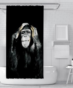 3D Funny Monkey's Shower Curtain with Animal Printing for Unique and Lively Bathroom Decor