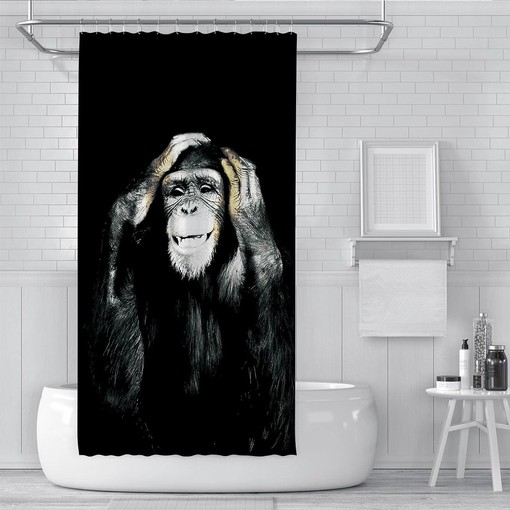 3D Funny Monkey's Shower Curtain with Animal Printing for Unique and Lively Bathroom Decor