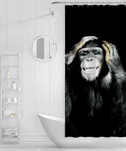 3D Funny Monkey's Shower Curtain with Animal Printing for Unique and Lively Bathroom Decor