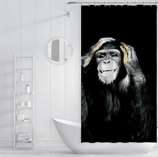 3D Funny Monkey's Shower Curtain with Animal Printing for Unique and Lively Bathroom Decor