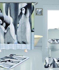 3D Penguin Shower Curtain - Durable and Waterproof Bathroom Curtain
