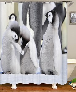 3D Penguin Shower Curtain - Durable and Waterproof Bathroom Curtain