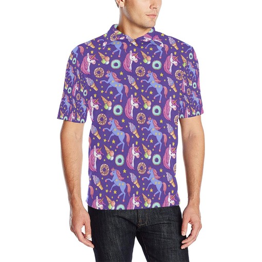 3D Printed Unicorn Sweety Men's Polo Shirt - Perfect Gift for Fans