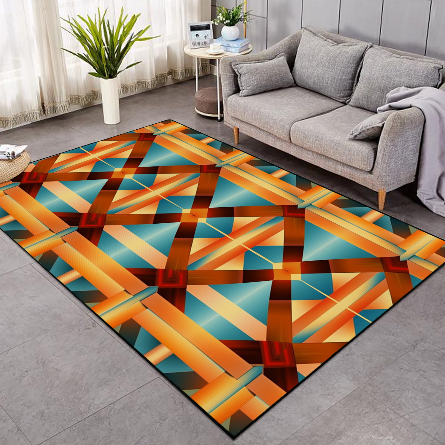 70s Grid Pattern Personalized Area Rug - Personalize Your Own Design ...