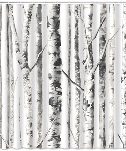 Abstract Birch Trees Shower Curtain - Bathroom Curtain Decor