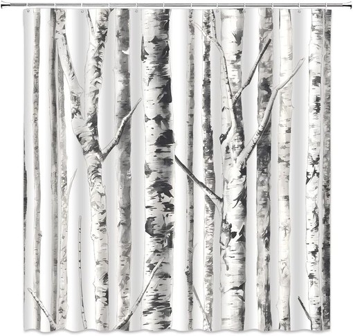 Abstract Birch Trees Shower Curtain - Bathroom Curtain Decor