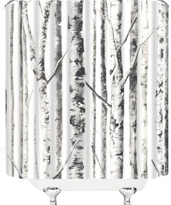 Abstract Birch Trees Shower Curtain - Bathroom Curtain Decor