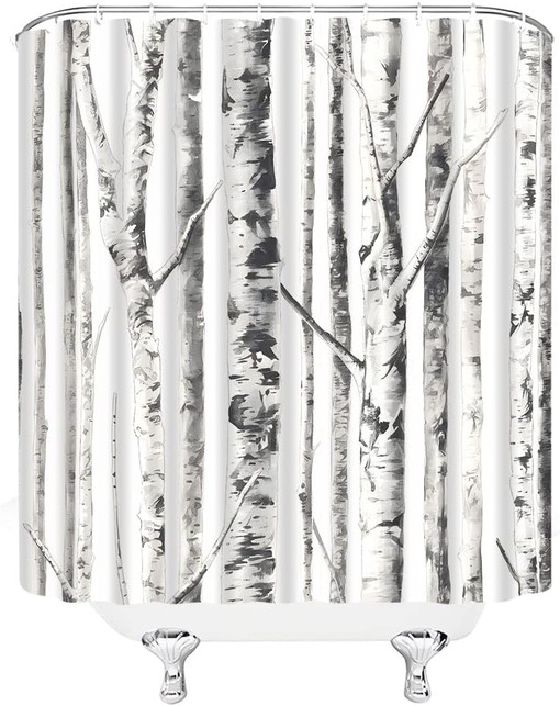Abstract Birch Trees Shower Curtain - Bathroom Curtain Decor