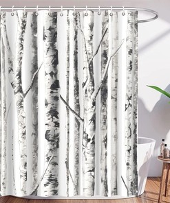 Abstract Birch Trees Shower Curtain - Bathroom Curtain Decor