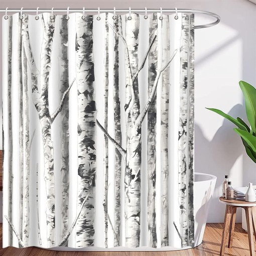Abstract Birch Trees Shower Curtain - Bathroom Curtain Decor