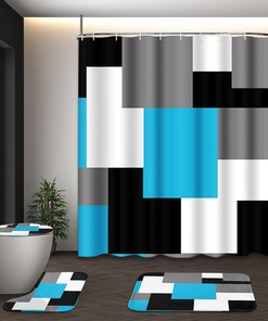 Abstract Geometric Shower Curtain for a Modern Look