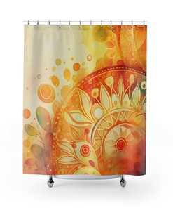 Abstract Golden Child Shower Curtain with Sunflower Print for a Chic Bathroom