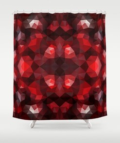 Abstract Red Shower Curtain with Geometric Pattern for a Stylish Bathroom