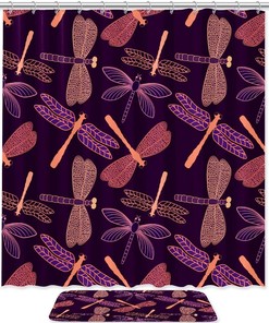 Add Color to Your Bathroom with Purple Dragonfly Shower Curtain 