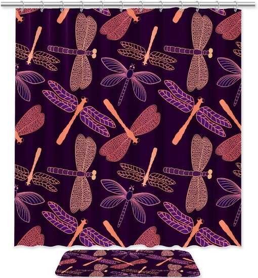 Add Color to Your Bathroom with Purple Dragonfly Shower Curtain