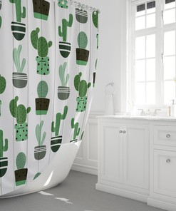 Add Unique Nature-Inspired Design with Whimsical Green Cactus Shower Curtain