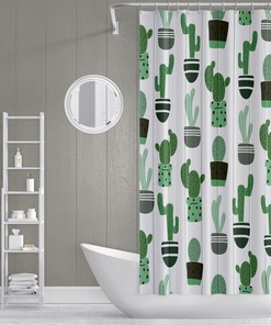 Add Unique Nature-Inspired Design with Whimsical Green Cactus Shower Curtain