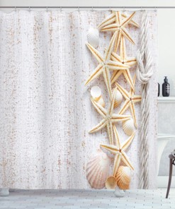 Add a Touch of the Ocean to Your Home Decor with this Shell Decor Starfish Ocean Themed Shower Curtain