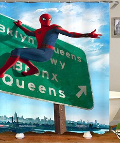Adorable Spiderman Shower Curtain with Waterproof Fabric for Kids Bathroom Decor