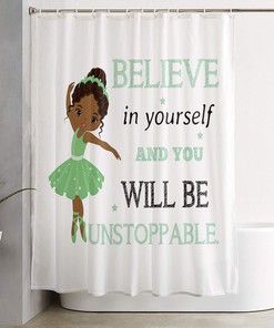 African American Ballet Black Girl Dancer Waterproof Shower Curtain - Inspirational Quotes Bathroom Decor