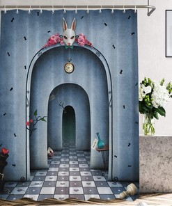 Alice in Wonderland Blue Rose Shower Curtain - A Romantic Addition to Your Bathroom