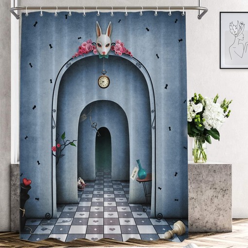 Alice in Wonderland Blue Rose Shower Curtain - A Romantic Addition to Your Bathroom