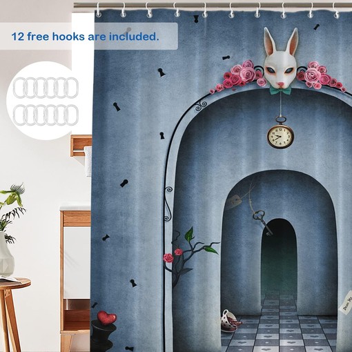 Alice in Wonderland Blue Rose Shower Curtain - A Romantic Addition to Your Bathroom