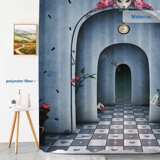 Alice in Wonderland Blue Rose Shower Curtain - A Romantic Addition to Your Bathroom