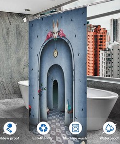 Alice in Wonderland Blue Rose Shower Curtain - A Romantic Addition to Your Bathroom