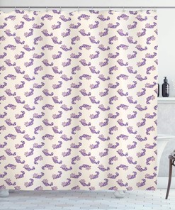 Alice in Wonderland Cat Shower Curtain - Cartoon Animal Design on Peach Background, Cloth Fabric Bathroom Decors