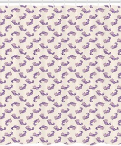 Alice in Wonderland Cat Shower Curtain - Cartoon Animal Design on Peach Background, Cloth Fabric Bathroom Decors