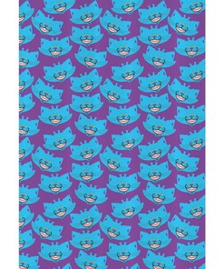 Alice in Wonderland Shower Curtain - Cheshire Cat Cartoon Animal Design on Purple Background, Decorative for Bathroom,Curtain