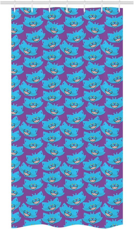 Alice in Wonderland Shower Curtain - Cheshire Cat Cartoon Animal Design on Purple Background, Decorative for Bathroom,Curtain