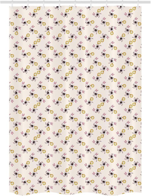 Alice in Wonderland Shower Curtain - White Rabbit Dancing in The Sky Fantasy World and Alice Theme, Decorative for Bathroom