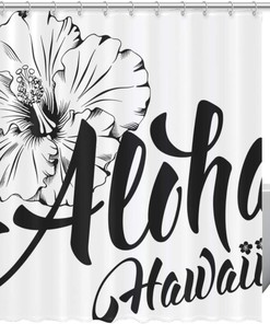 Aloha Hawaii Hibiscus Shower Curtain for Tropical Bathroom Decor