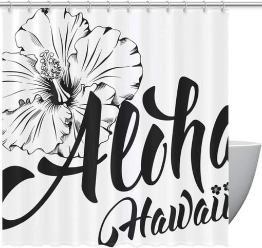 Aloha Hawaii Hibiscus Shower Curtain for Tropical Bathroom Decor